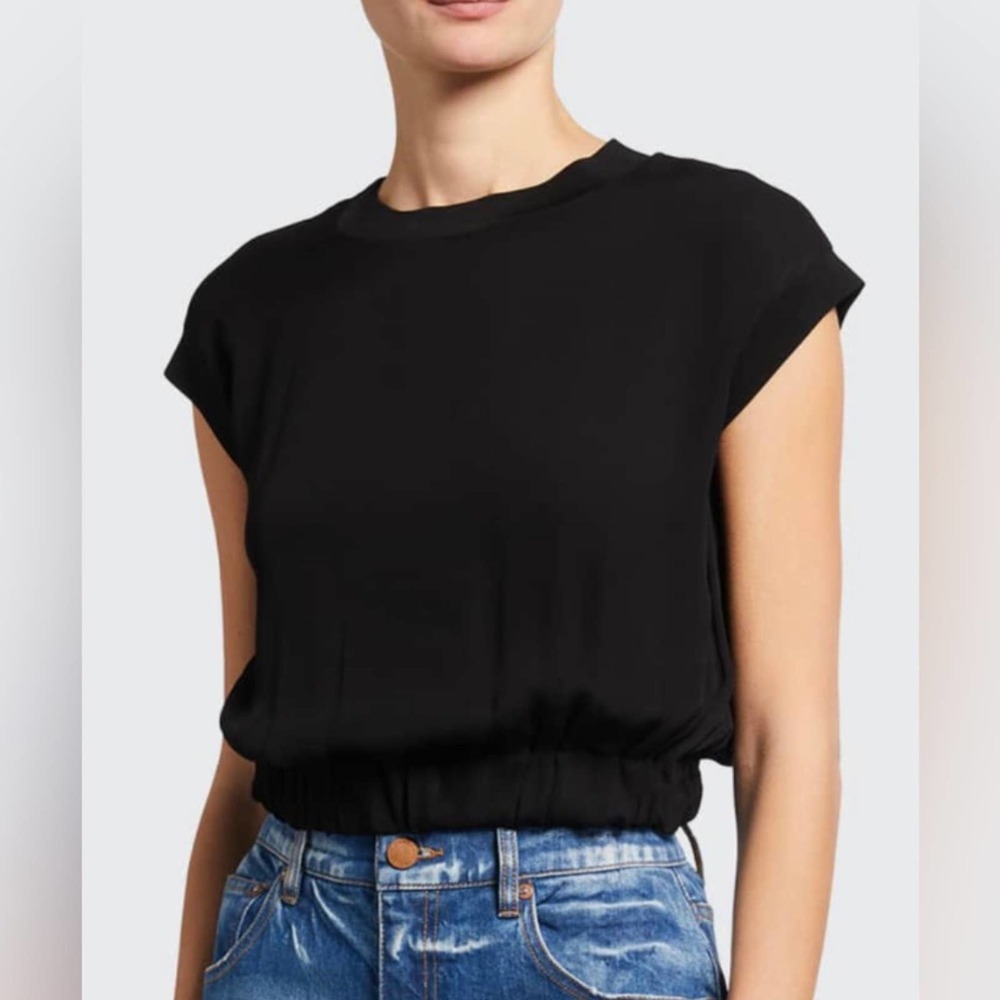 Alice + Olivia Treena Cropped Short-Sleeve Blouse - Size M